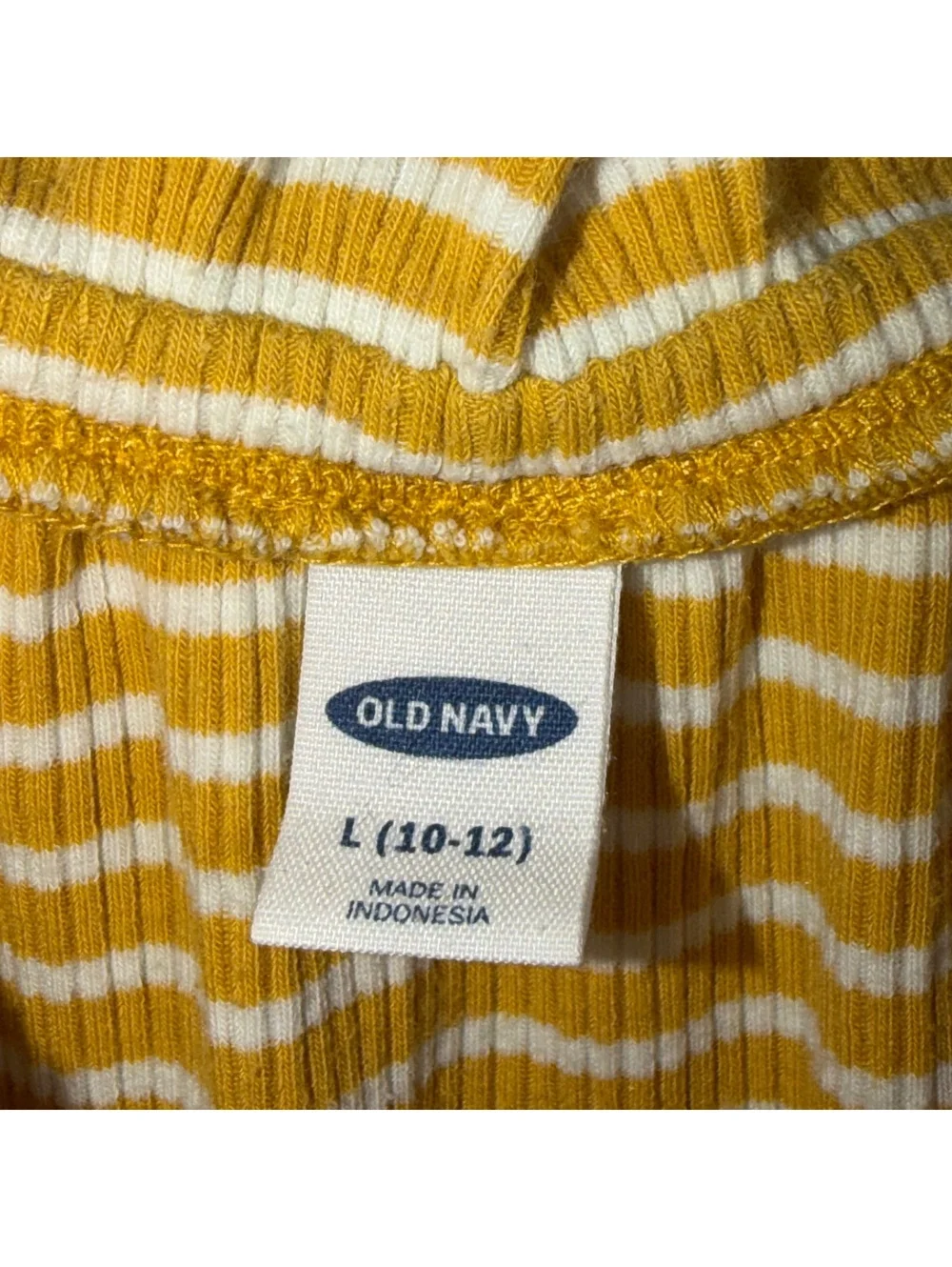 Old Navy L 10-12 Mustard Striped Button Front Top
